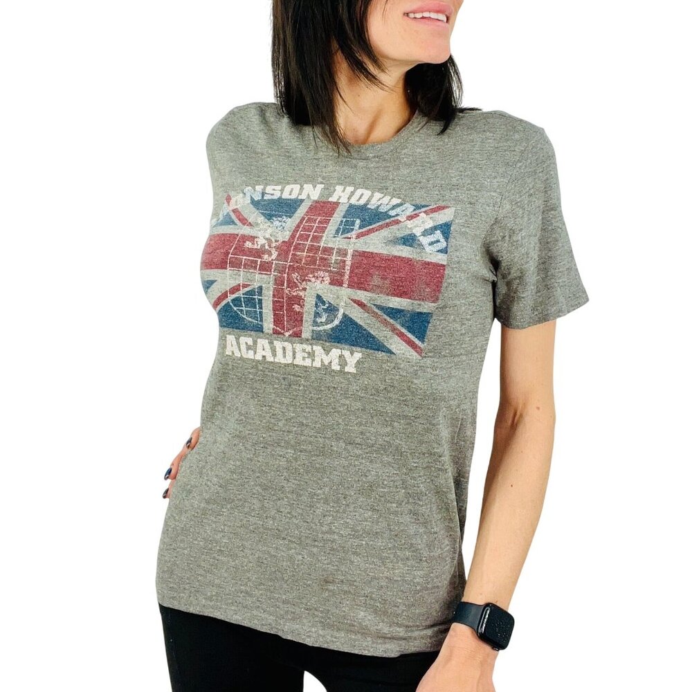 Vintage Bronson Howard Academy British Flag Union Jack Graphic Soft Gray T-Shirt - Picture 3 of 16